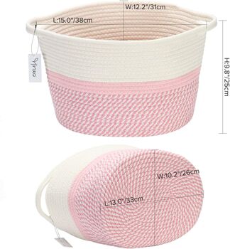 Pink Storage Basket Collapsible Laundry Hamper, 5 of 5