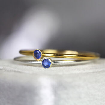 Blue Sapphire Solitaire Ring Gold Or Silver, 9 of 12