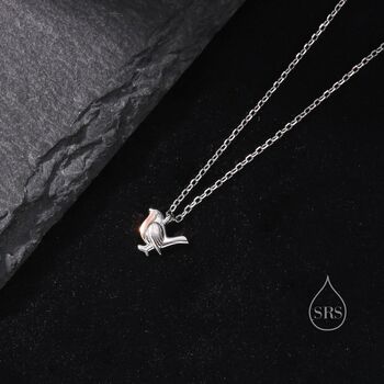 Tiny Robin Bird Pendant Necklace In Sterling Silver, 3 of 11