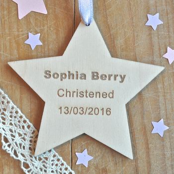 Christened/Baptism Wooden Hanging Star, 3 of 5