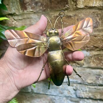 Copper Bumblebee Wall Hanging – Garden Fence Decor – Handmade Metal Bee Art, 7 of 8