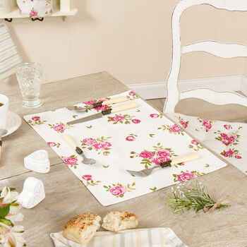 Set Of Four Helmsley Blush Cotton Floral Placemats, 7 of 7