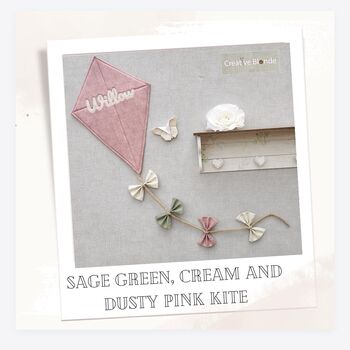 Personalised Blush Pink, Sage, Cream Bedroom Kite Decor, Home Wall Hanging, 2 of 12