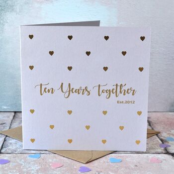 Personalised Heart Foiled Anniversary Card, 2 of 5