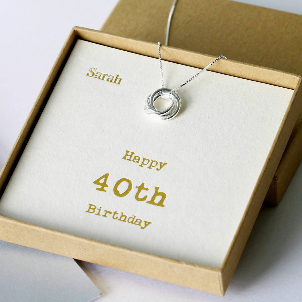sterling silver happy 40th birthday necklace by attic