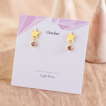 Gold Plated Star Birthstone Earrings, 4 of 12
