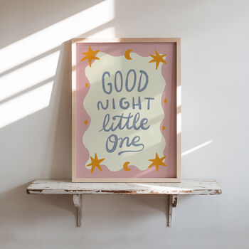 Good Night Little One Print, Good Night Nursery Print Pink, 7 of 12