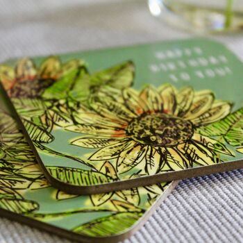 Sunflower Birthday Coaster, 4 of 4