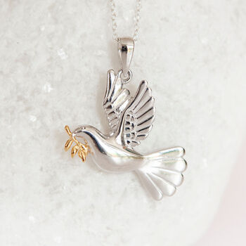 Personalised Sterling Silver Dove Of Peace Necklace, 4 of 11