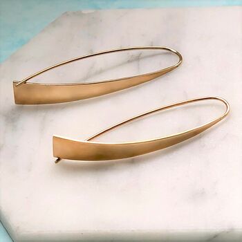 Rose Gold Plated Sterling Silver Curved Drop Earrings, 8 of 8