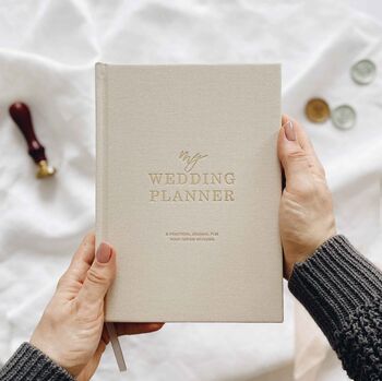 Ivory Cotton Cloth Wedding Planner Book, 5 of 12