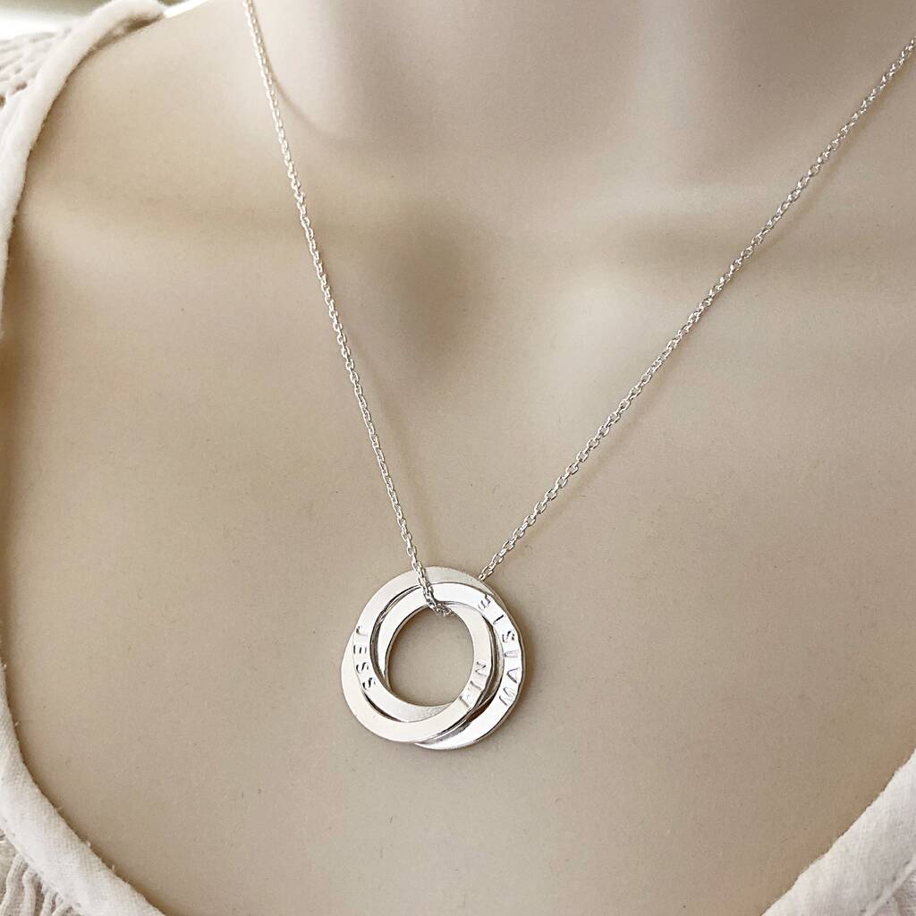 Sterling Silver & Rose Gold Plated Interlinked Circles Necklace Set . –  Aeon Jewellery