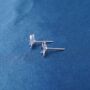 Silver Four Leaf Clover Stud Earrings, Lucky Clover Earrings, thumbnail 4 of 7