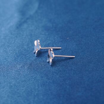 Silver Four Leaf Clover Stud Earrings, Lucky Clover Earrings, 4 of 7