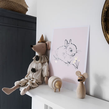 Little Bunny Art Print In Pink, 3 of 3