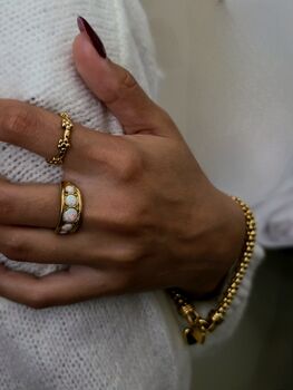 Opal Effect Gold Band Ring – 16k Gold Plated Brass With Shimmering Lab Opals, 3 of 8