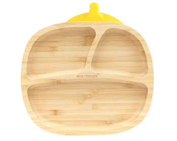 Bamboo Toddler Plate With Suction Yellow, 2 of 4