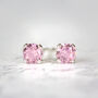 Pink Crystal Stud Earrings In Gold Or Silver, thumbnail 2 of 12