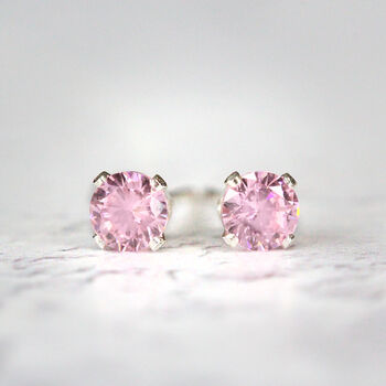 Pink Crystal Stud Earrings In Gold Or Silver, 2 of 12