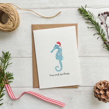 Seahorse Christmas Card, 2 of 2