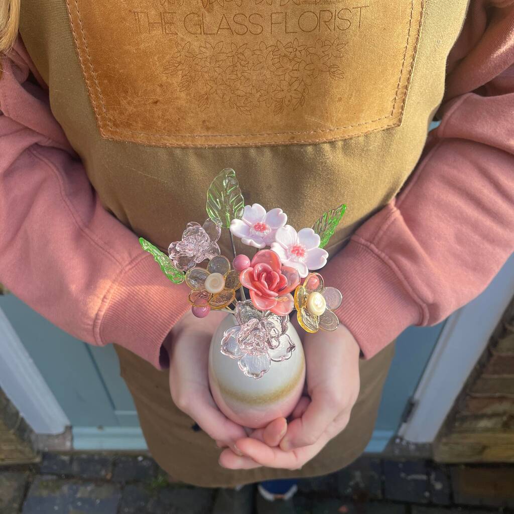 Romance Inspired Glass Flower Bouquet By The Glass Florist