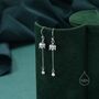 Sterling Silver Lily Of The Valley With Dangle Pearl Dangle Earrings, thumbnail 1 of 10