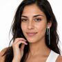 Asymmetric Beaded Drop Clip On Earrings, thumbnail 3 of 6