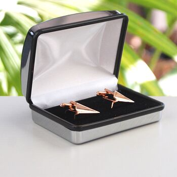 Rose Gold Plated Paper Plane Cufflinks, 5 of 9