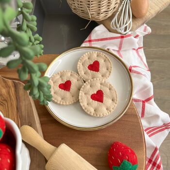 Felt Food Heart Jam Biscuit Set, 6 of 9