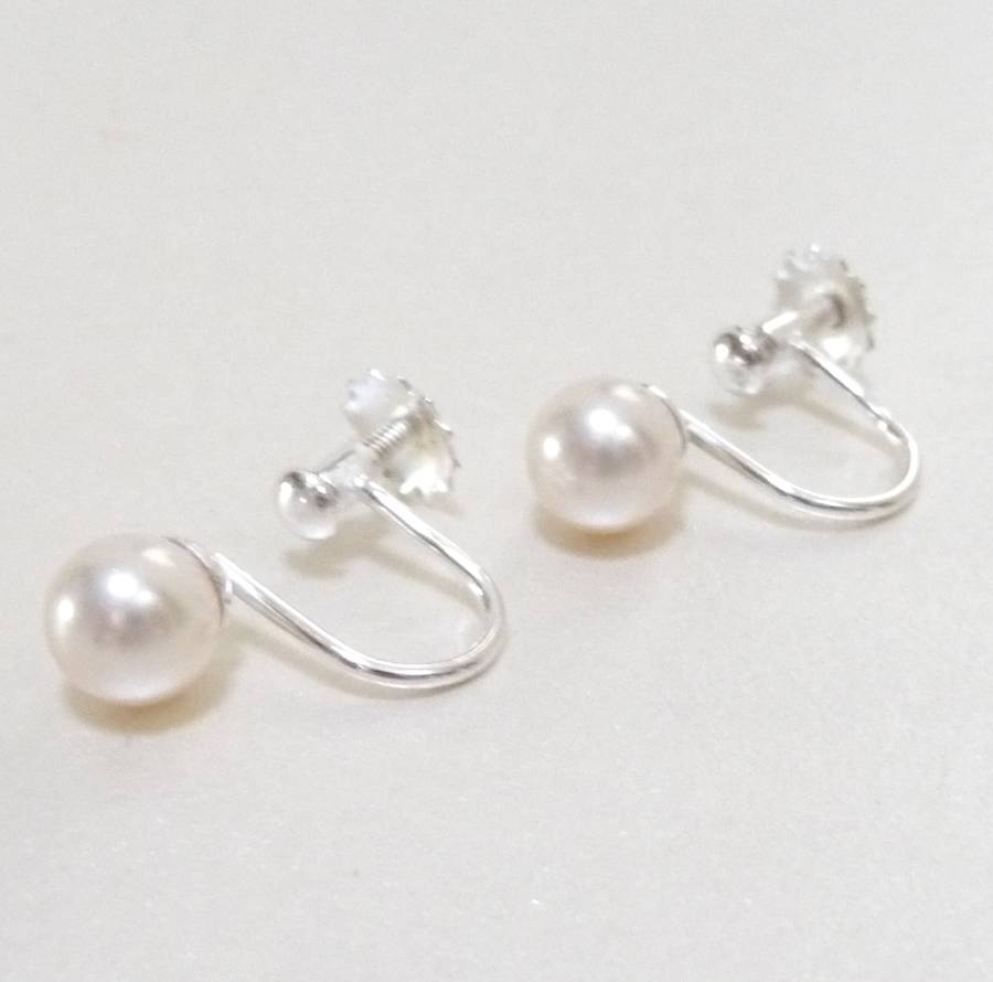 pearl sterling silver screw back earrings by katherine swaine ...