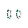 Baguette Huggie Earrings With Green Stones, thumbnail 4 of 5