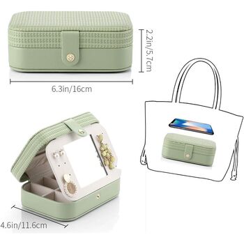 Small Light Green Travel Jewellery Organizer Box Case, 9 of 9