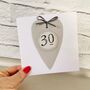 30th Heart Birthday Card ~ Handmade, thumbnail 1 of 3
