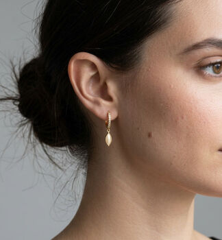 Nekomeishi Semi Precious Cream Cats Eye Earrings, 2 of 5