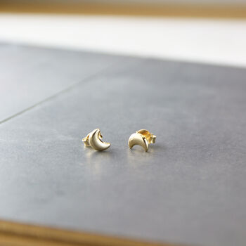 Crescent Moon Stud Earrings, 5 of 10