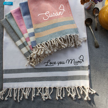 Personalised Cotton Apron Tea Towels, Gift For Mum, 7 of 12