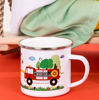 Personalised Children's Fire Truck Themed Enamel Mug, 7 of 12