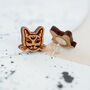 Wooden Mystic Cat Stud Earrings, thumbnail 3 of 3