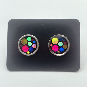 Sparkly Disco Colourful Stud Earrings Waterproof Hypoallergenic 10mm, 2 of 7