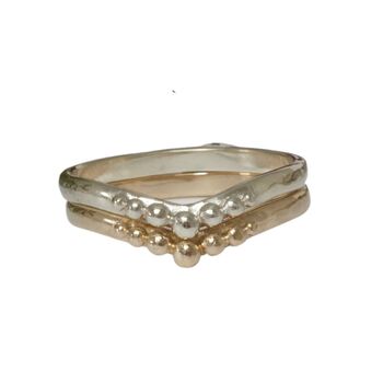 Beaded Fairie Tiara Ring, Shaped Nature Wedding Ring, 6 of 7