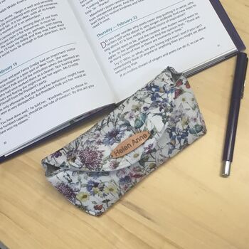 Personalised Handmade Liberty Fabric Soft Eyeglass Pouch, 5 of 12
