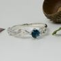 Silver Leaf Ring, Ariel Gemstone Diamond Ring, thumbnail 6 of 11