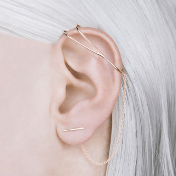 Chain Rose Gold Plated Silver Ear Cuff Earrings, 3 of 4