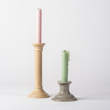 Handmade Pale Pink Ceramic Tall Taper Candlestick, 2 of 3