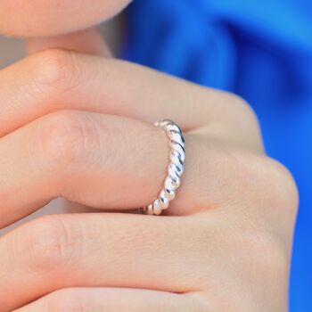 Adjustable Sterling Silver Rope Twist Ring, 2 of 5