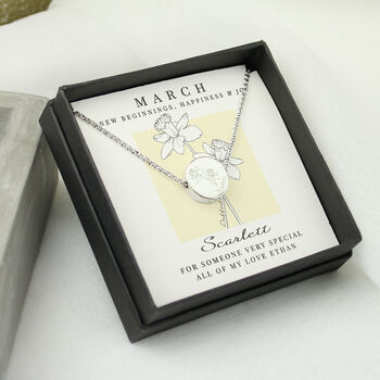 Personalised March Birth Flower Necklace, 5 of 7
