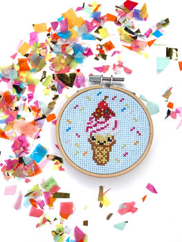 Ice Cream Cone Cross Stitch Kit, 2 of 8