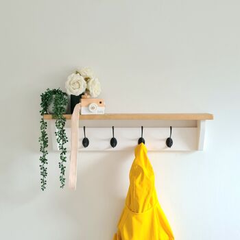 White Coat Rack With Shelf And Hooks, 4 of 12