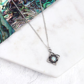 Kyla Opal Sterling Silver Pendant Necklace, 2 of 7