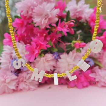 Genuine Mother Of Pearl Personalised Mama Name Necklace, 10 of 11